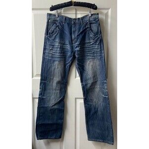 Culture Revolution Jeans Mens 33 Blue Denim Straight Leg High Rise Flat Pockets